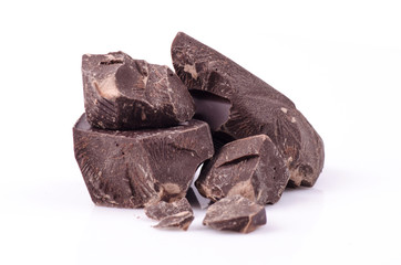 Broken chocolate pieces