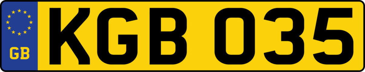 vehicle licence plates marking in England, United Kingdom, and Great Britain