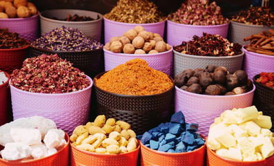 Herbs and spices market in the middle east traditional souk