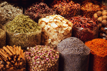 Herbs and spices market in the middle east traditional souk