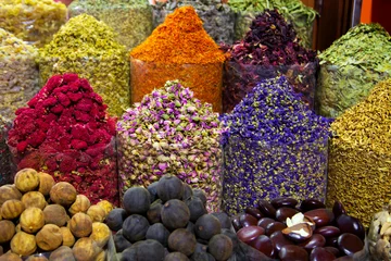 Zelfklevend Fotobehang Herbs and spices market in the middle east traditional souk © Ivan Kurmyshov