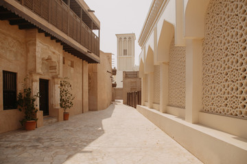 Oude stad in het historische district Al Fahidi. Dubai stad, VAE