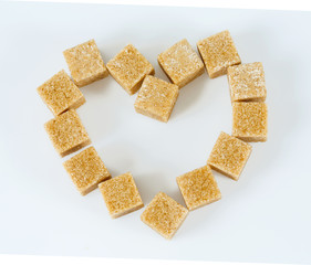 brown sugar cubes isolated on white