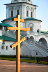 Wooden orthodox cross in the russian New Jerusalem monastery