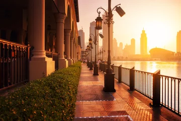 Kussenhoes Beautiful view to Dubai city downtown in the sunset, UAE © Ivan Kurmyshov