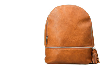 brown leather backpack