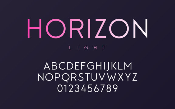 Vector Trendy Minimal Sans Serif Light Font Design, Alphabet, Ty