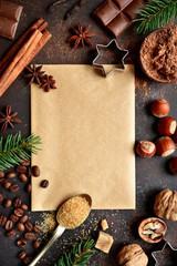 Food background with christmas spices.Top view with copy space. © lilechka75