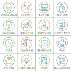 Office Chair and Laptop Set Vector Illustration