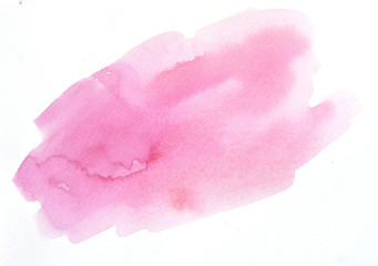 Hand draw pink watercolor background on white