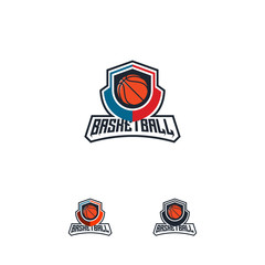Basketball logo Badge designs, Basket emblem, vector templates