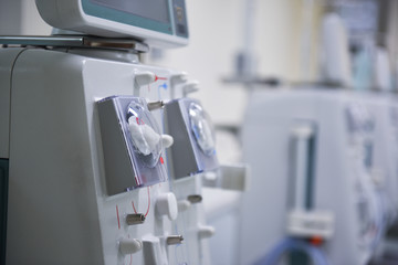 Kidney dialysis is connected to the kidney machine. Health care, dialysis, kidney transplant,...