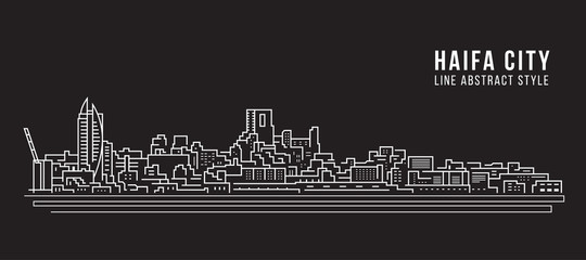 Cityscape Building Line art Vector Illustration design - Haifa city