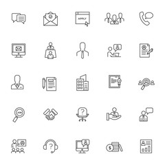 set of interview test icons with simple line concept, hiring, job seeker, vector eps 10