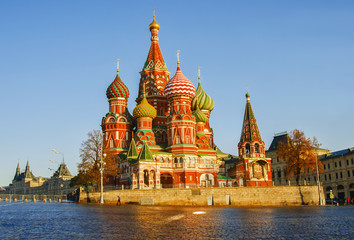 Moscow, Russia, Red square,view of St. Basil's Cathedral - obrazy, fototapety, plakaty