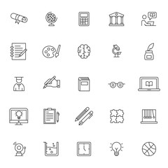 set of icon related of university education with simple style and editable stroke, vector eps 10