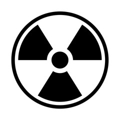 Radioactive material sign. Symbol of radiation alert, hazard or risk. Simple flat vector illustration in black and white