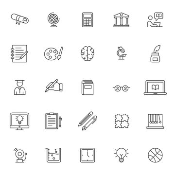 set of icon related of university education with simple style and editable stroke, vector eps 10