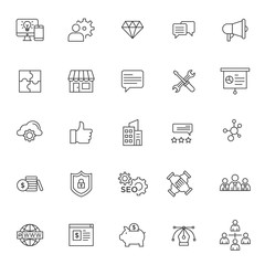 set of startup business technology icon with simple style and editable stroke, vector eps 10