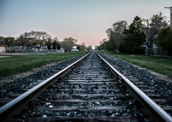 Fototapeta na wymiar Train Tracks in urban setting