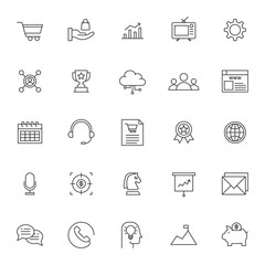 set of business marketing thin line icon with modern style and simple outline, editable stroke vector eps 10