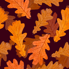 Naklejka na ściany i meble autumn Seamless pattern of oak leaves. fabric design, natural concept