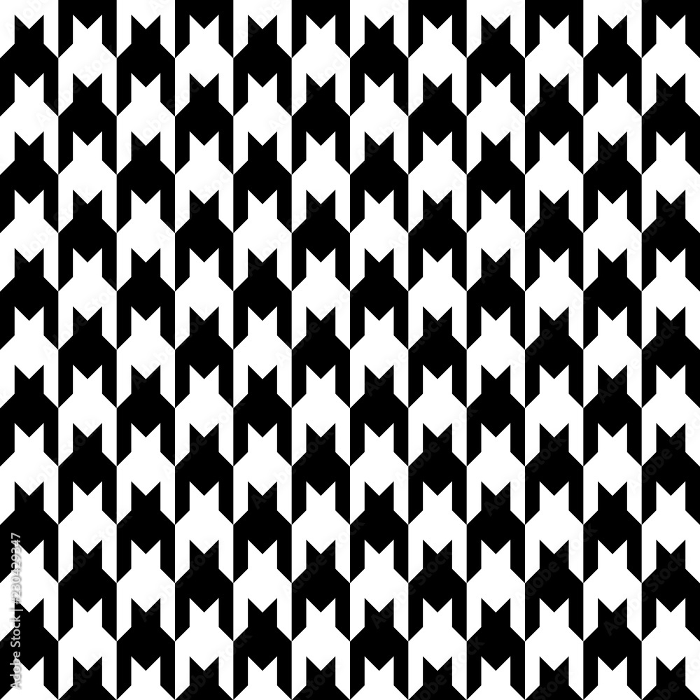 Wall mural Houndstooth seamless pattern. Black and white vector abstract background