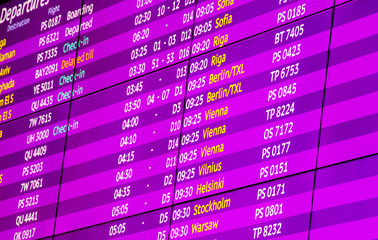 Flight schedule information board at airport