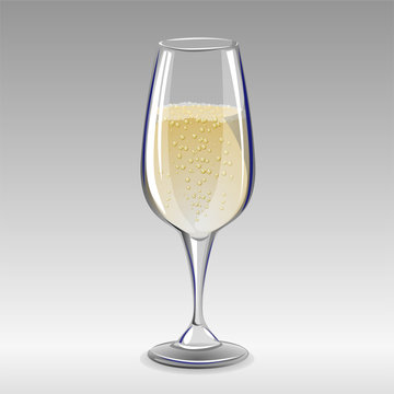 Glass of champagne. Vector illustration.
