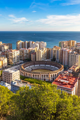 Skyline aerial view of Malaga city, Andalusia, Spain