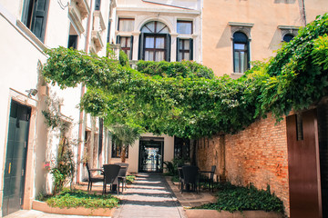 Fototapeta na wymiar beautiful street with beautiful house in venice italy