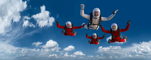Foto auf Acrylglas Luftsport 4 Skydiver Rot Weiß CG Render