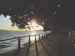 Obraz premium Sunset at Tamsui riverside, Taiwan.