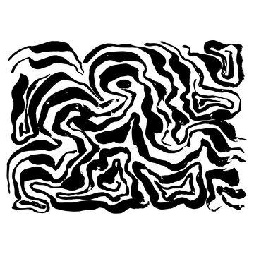 Brush painted wave pattern. Black and white stripes grunge background.