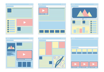 Set of six flat website templates