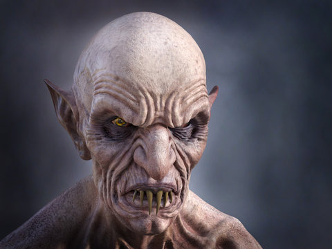 3D rendering of an evil looking vampire.