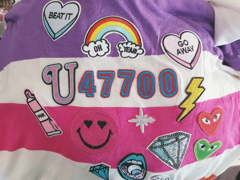 Iron patches on a shirt