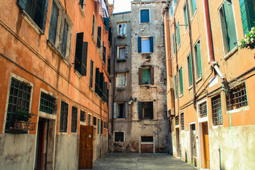 Fototapeta na wymiar beautiful street with houses in venice italy