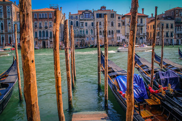 Traditional gondolas in Venice, Italy