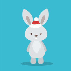 Obraz premium Cute christmas bunny in Santa hat
