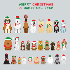 Dogs Sitting and Wearing Christmas Costume, Characters - 230435567