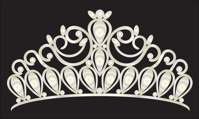 tiara crown women's wedding with white stones vector eps 10
