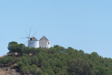 Mills on the hill of Sanlúcar de Guadiana.