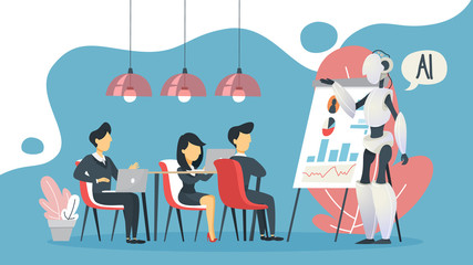 Artificial intelligence concept. Futuristic technology and robot brain