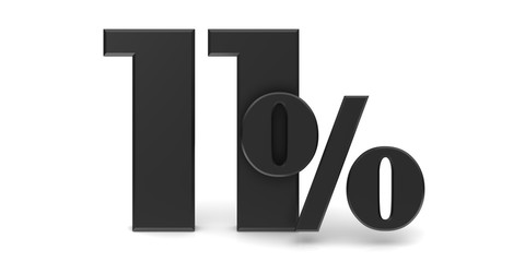 percent percentage sign 11 % black 3d interest sale discount rate