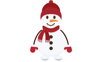 Snowman with hat, scarf and wool gloves