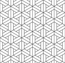 Seamless japanese pattern shoji kumiko in black and white.