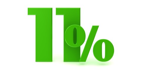 percent sign 11 % percentage sale 3d green render
