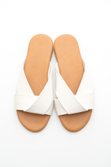 beautiful fashion female and woman leather sandals