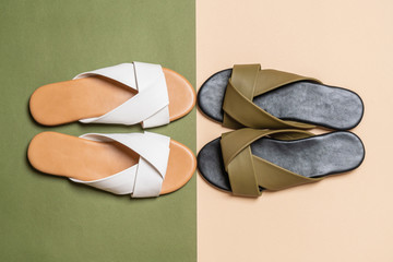 female and woman leather sandals